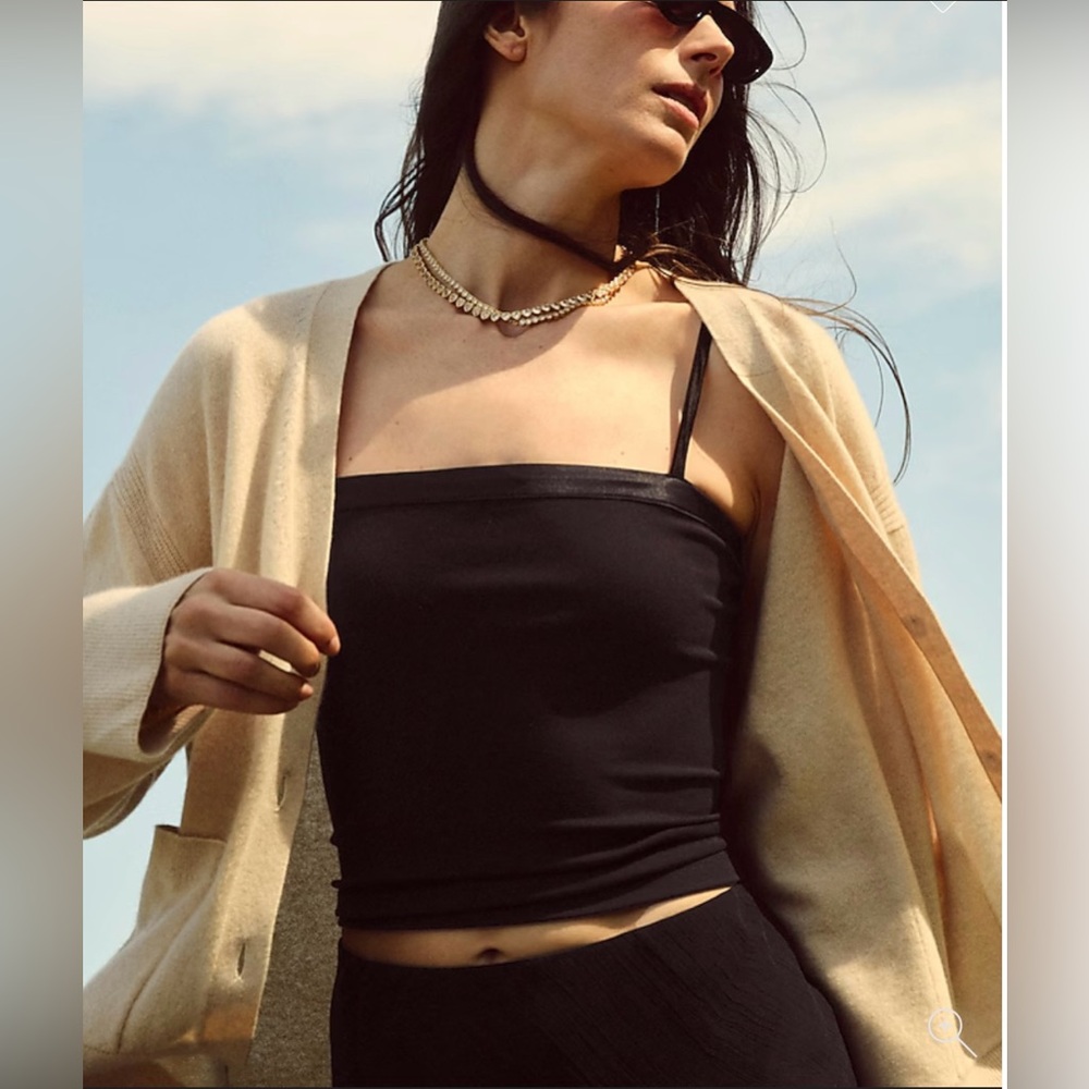 J Crew Black Camisole Top in Refined Rib NWT